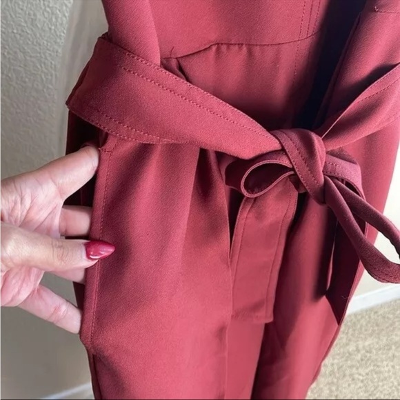 🍷 Banana Republic jumpsuit 6 EUC maroon burgundy pantsuit sleeveless spice LN - Picture 7 of 8